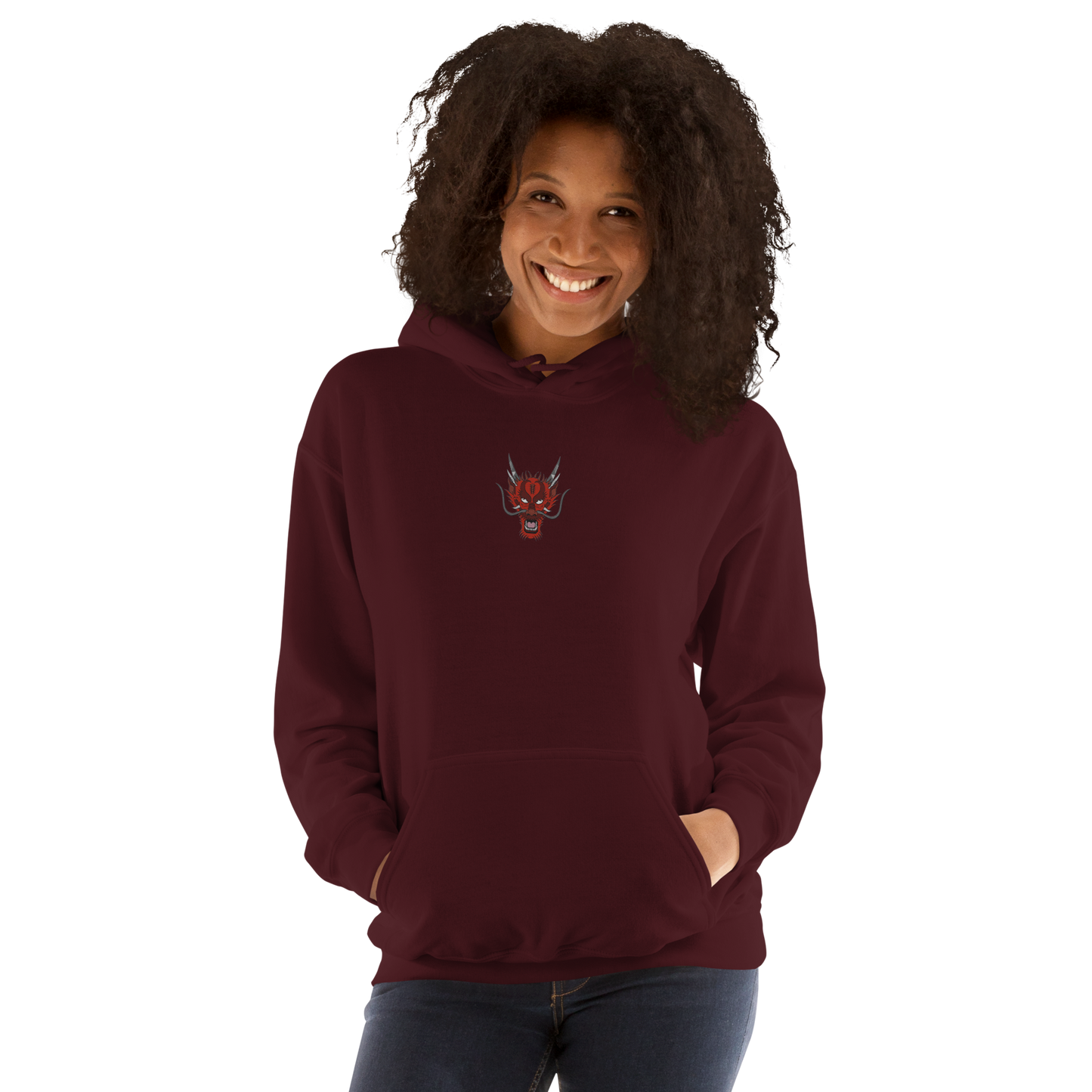 Sweat à capuche dragon brodé