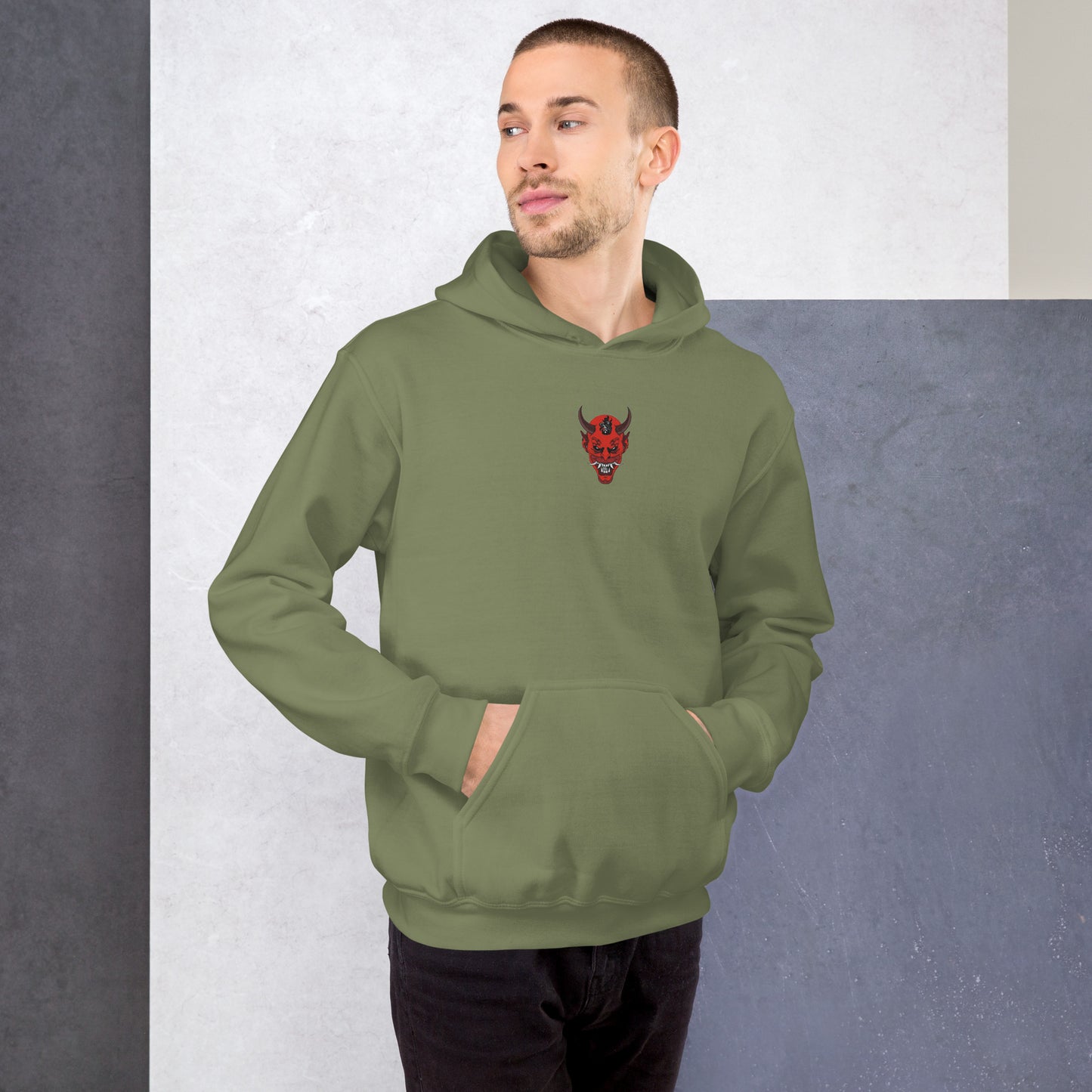 Sweat à capuche yokai brodé