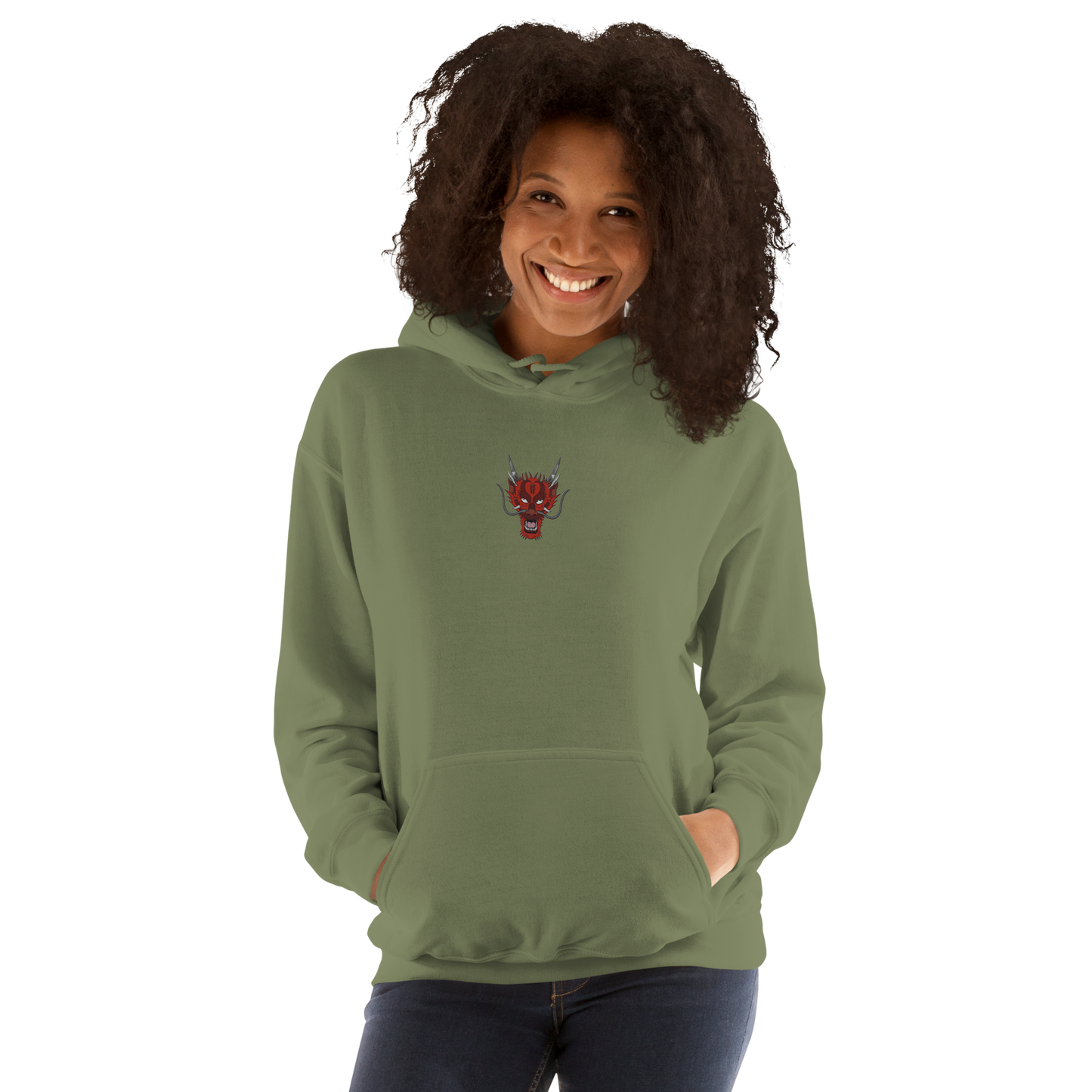 Sweat à capuche dragon brodé